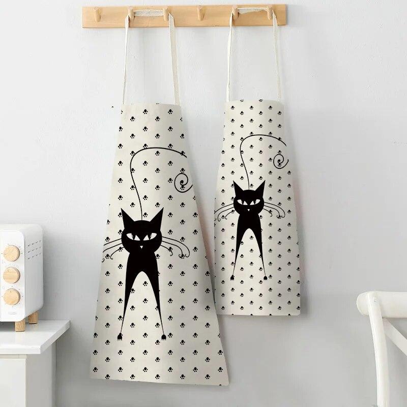1 шт. 55x68 см кухонный фартук с милым принтом кота домашние хлопковые льняные фартуки без рукавов для мужчин и женщин аксессуары для выпечки 38x47 см