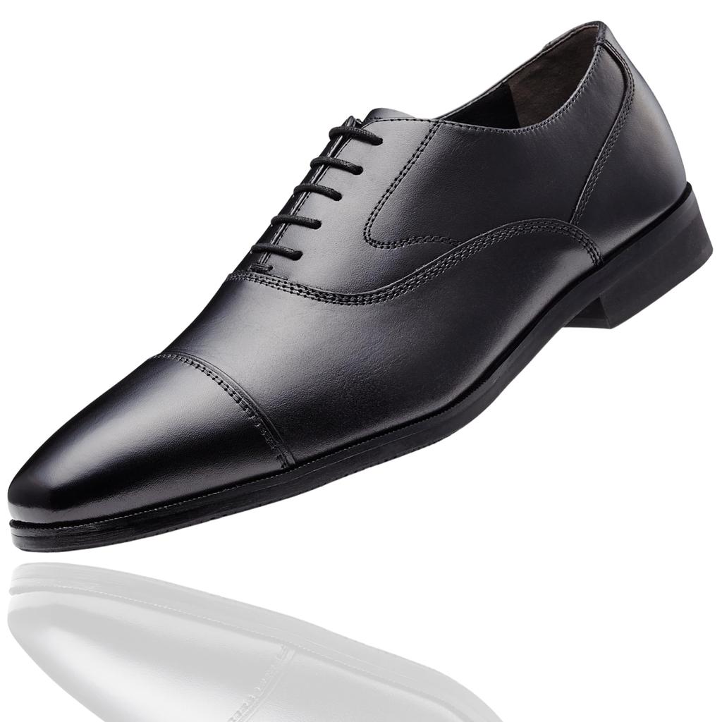 Lime Garden Men's McKay Style Genuine Leather Business Shoes with Inner Wingtip and Straight Tip, LGM710 (Black, Size 26.5cm)