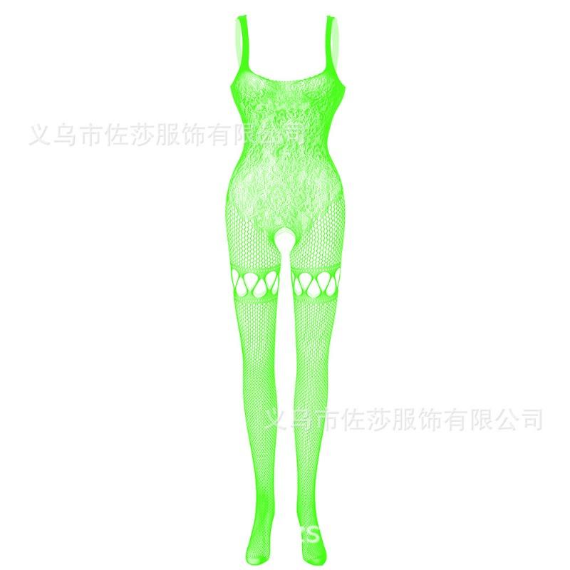Sexy Underwear Sexy See-through Socks One-piece Stockings Women's Open Crotch Suspenders Hollow Fishing Nets Temptation One-piece Mesh