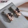 Женские серьги-подвески Kinel с блестящим черным цирконом розового золота, роскошные ювелирные изделия