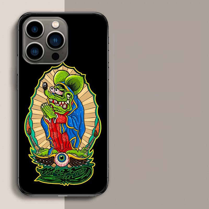Крутая чехол-накладка Surf Cool Rat F-Fink для iPhone 17 Air 15 Pro 14 Plus 16 Pro Max 12 13 Mini 11 16E X XS Милый Fundas