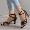 Fashion Women's Ankle Strap Gladiator Sandals Women High Heels Cross Straps Gold Sandalias Mujer Summer Shoes Woman 2024 New Sandals