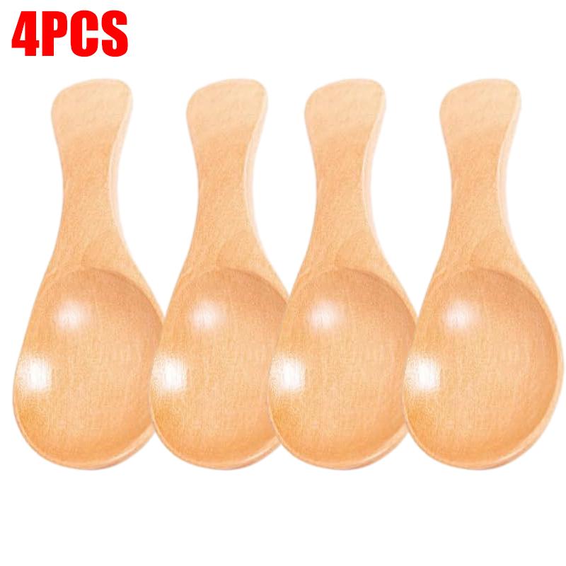 10/1PCS Mini Wooden Spoon Short Handle Kitchen Wood Spoons Spice Condiment Sugar Coffee Honey Scoops Home Kitchen Accessories4