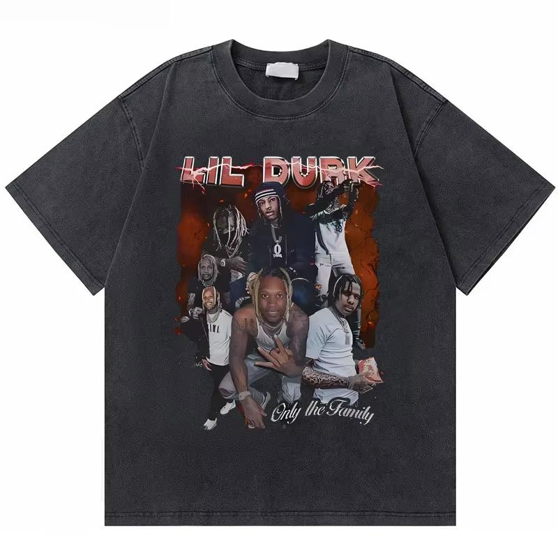 Стирка Винтажная Футболка Рэпера Lil Durk Healing Tour Унисекс Женская Хип-Хоп Мода Оверсайз Футболка Унисекс Повседневная Хлопковые Футболки