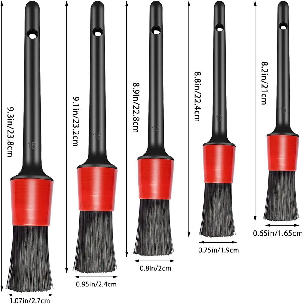 Набор из 5 щеток для детализации автомобиля Премиальное волокно Многофункциональная чистящая щетка для чистки колес, двигателя, салона, воздуховодов Комплект для мытья