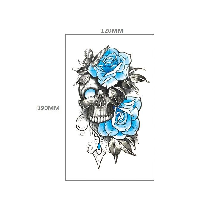 Наклейка с татуировкой черепа, вечное значение, часы, оповещение, красная роза, пистолет, нагрудник, наклейка для переноса воды