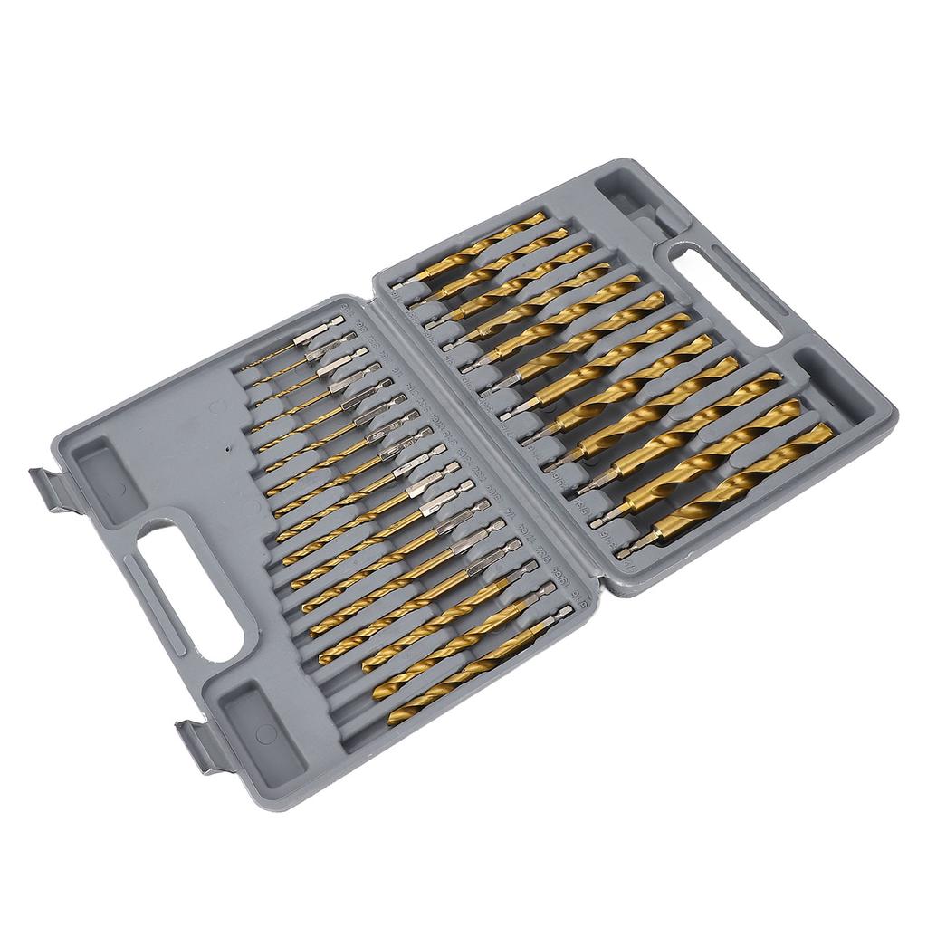 Набор спиральных сверл с титановым покрытием HSS 1/4 дюйма шестигранный хвостовик 5/64 до 1/2 ударные сверла с ограничительными кольцами для Wo