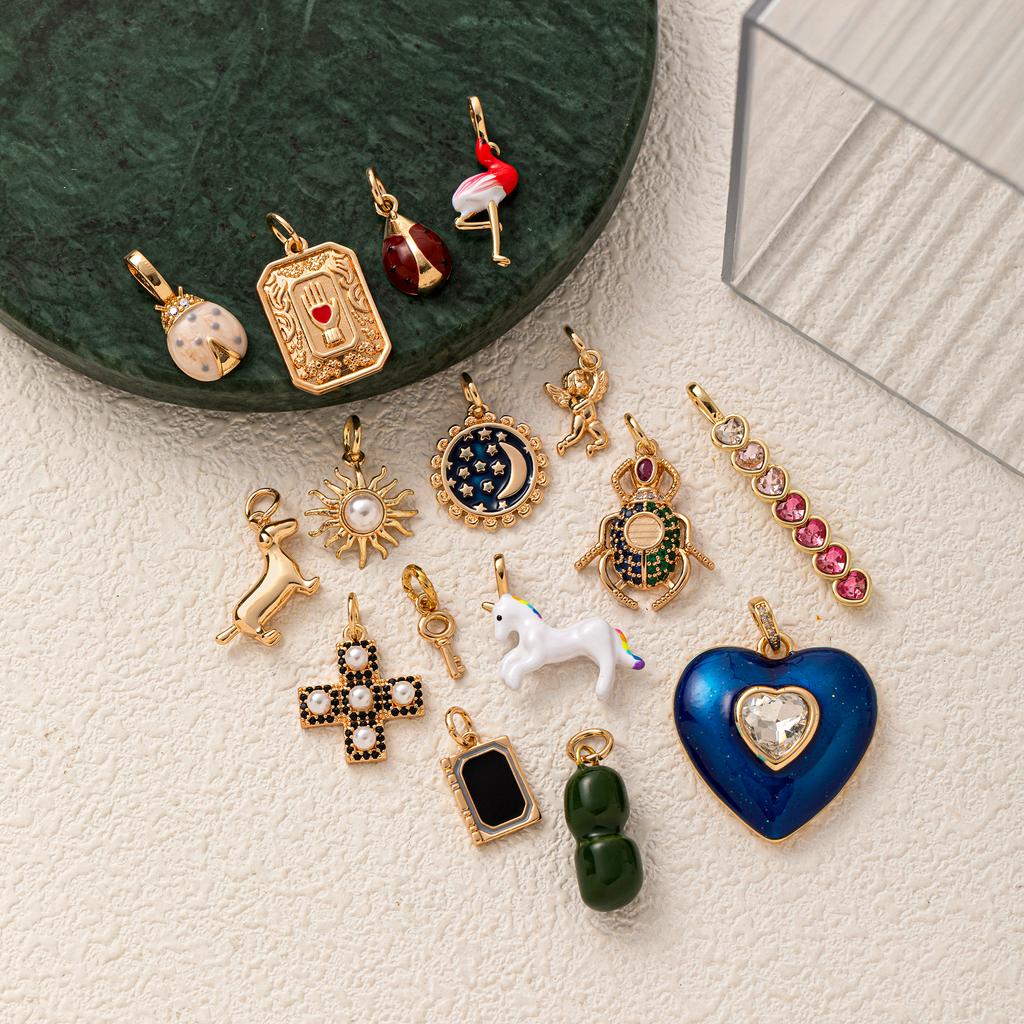 Heart-Shaped Ladybug DIY Pendant Charms Cute Trendy Jewelry Making Accessories jewelry supplies