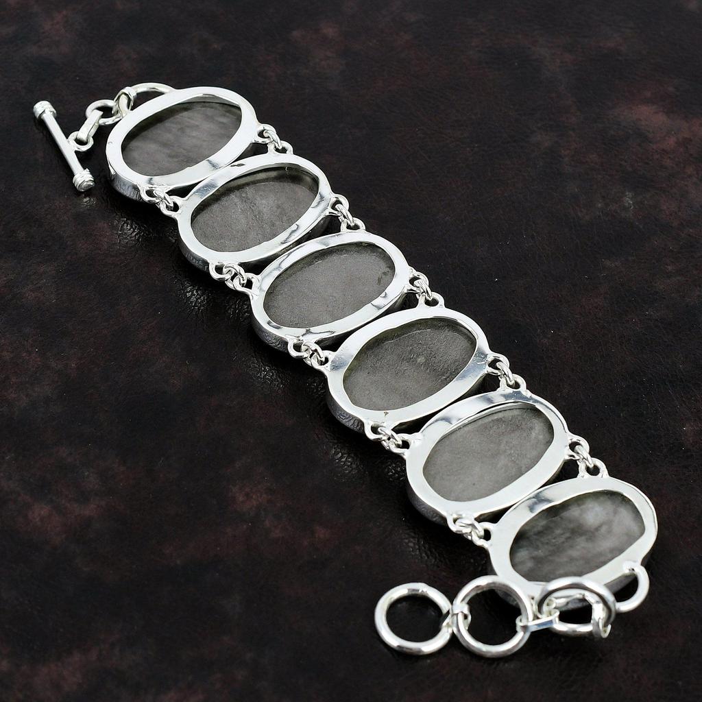 Серебряный браслет из обсидиана Браслет из стерлингового серебра 925 пробы Регулируемый браслет-цепочка Браслет из драгоценных камней ручной работы Дизайнерские украшения для подарков