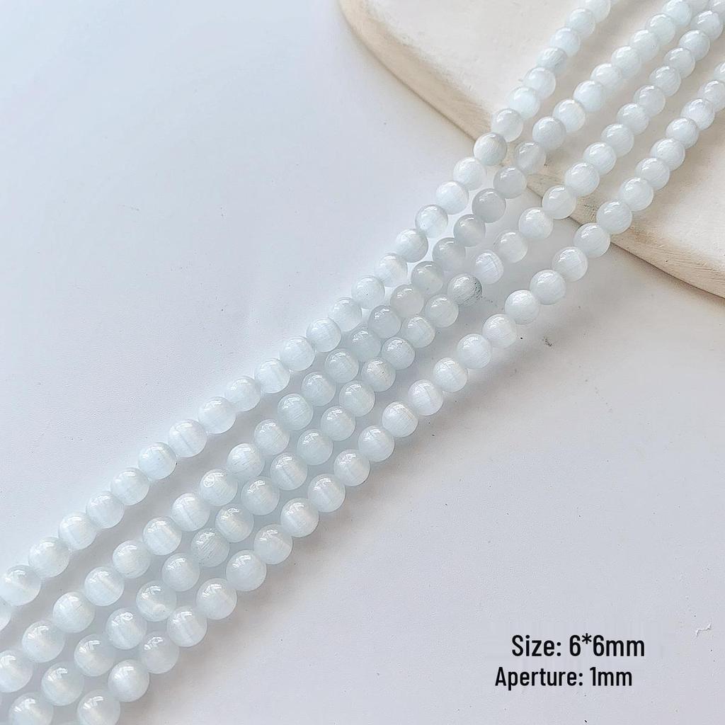 Бусины из лунного камня с эффектом кошачьего глаза холодных тонов 6-10 мм для изготовления украшений своими руками