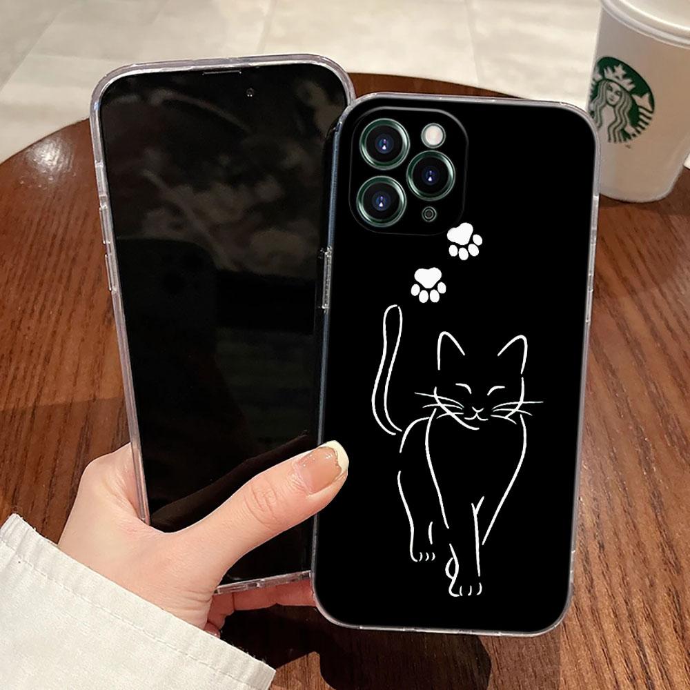 Милый кот Привет Чехол Для Apple iPhone 17 16 15 14 13 12 11 Pro Max 16 Plus 16E 17Air 17Pro Чехол для телефона Силиконовый Funda Черные коты