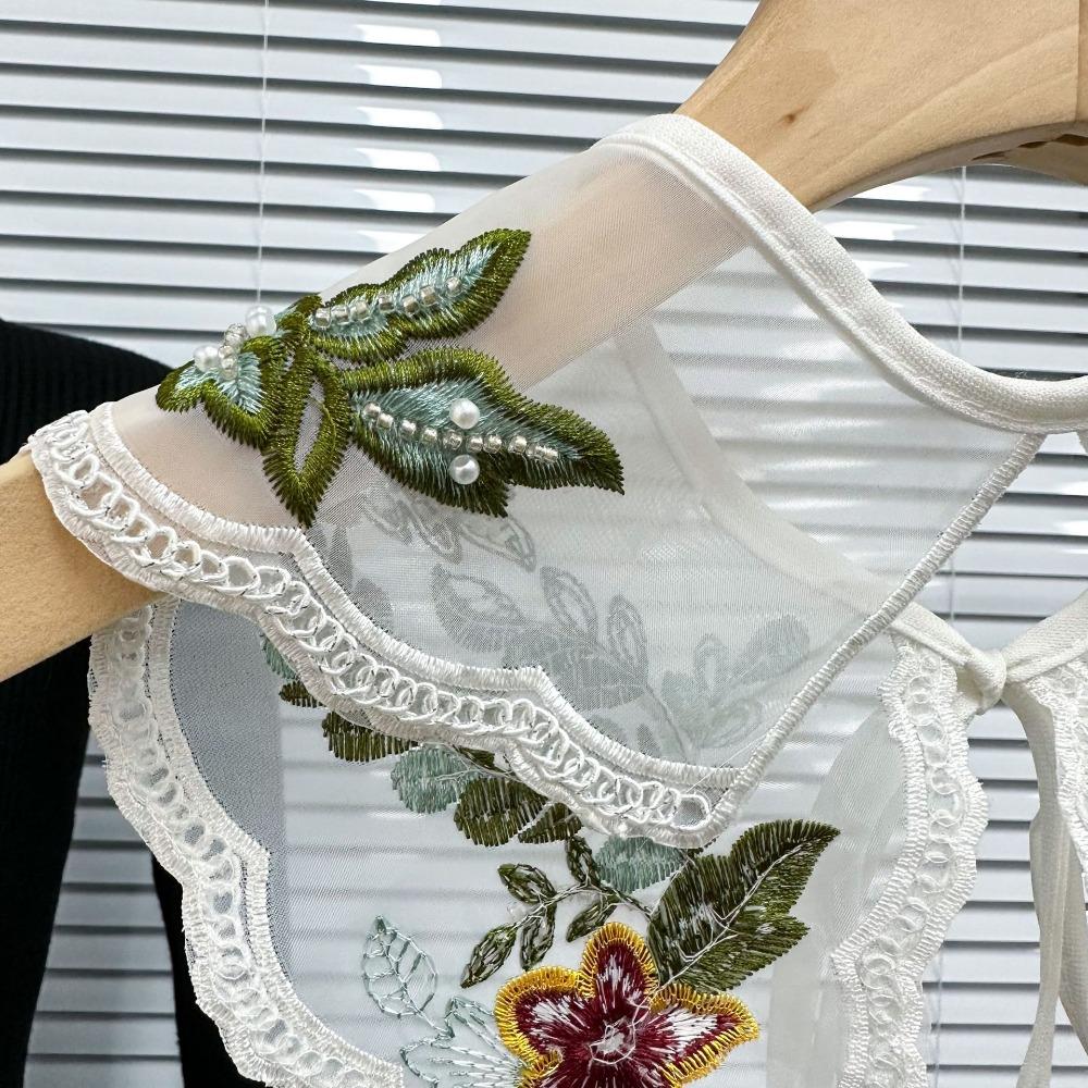 Organza Embroidery Dingzhu Shawl Collar White Detachable Shirt Collar Fashion Women's Lace Collar