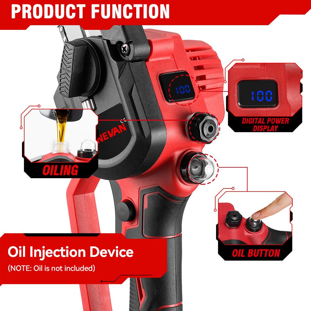 ONEVAN 8-дюймовая бесщеточная электрическая пила с масляным баллончиком, аккумуляторный инструмент для обрезки деревьев, цепная пила для деревообработки, аккумулятор Makita 18 В