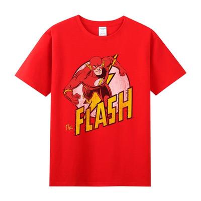 Хлопковая футболка с 2D-принтом, короткий рукав, DC Flash, Аниме, Короткий рукав, Фильм и Аниме, Домашняя одежда, Мальчики, Спортивная одежда