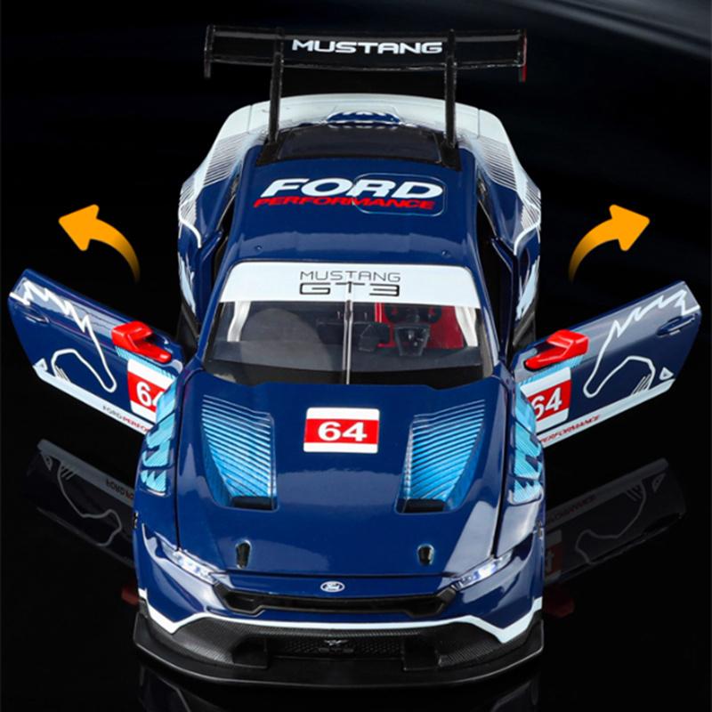 1:24 Форд Мустанг GT3 #64 Сплав Трассовая Гоночная Модель Автомобиля Литьевой Металл Мышечный Спортивный Автомобиль Модель Транспортного Средства Звук Свет Детская Игрушка Подарок