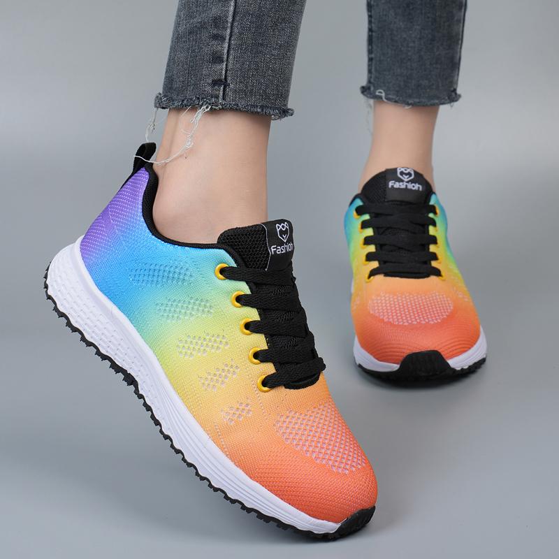 Fashion Women Sports Shoes for Women Summer 2024 Casual Tennis Shoes Breathable Walking Mesh Lace Up Flat Running Shoes Sneakers Female