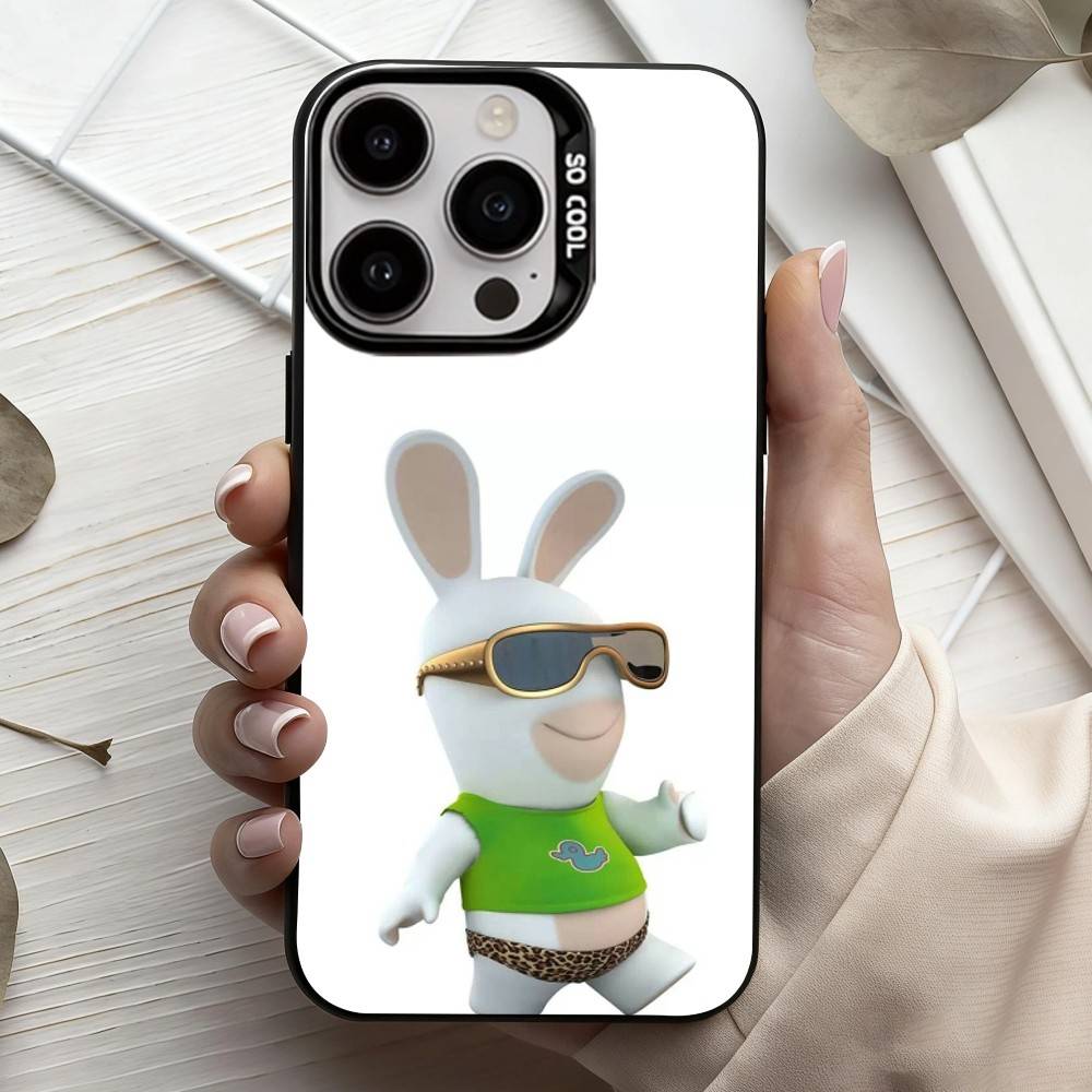 R-Rayman Raving-G R-Rabbids Чехол для телефона для iPhone 17, 16, 15, 14, 13, 12, 11 Plus, Pro Max Черный Конфетный Посеребренный Чехол