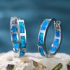 1 пара серебряных серег-колец из стерлингового серебра S925 в богемном стиле с голубым опалом для женщин, классические свадебные серьги-кольца, изысканные украшения
