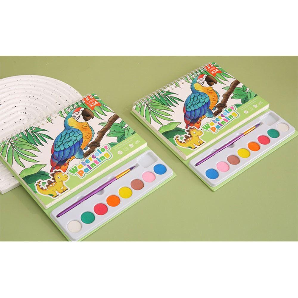 24 Pages Watercolor Painting Book with 8 Color Pigment Gouache Painting Set Tabletop Ornament