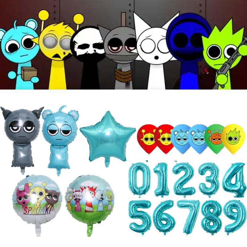 Шарики Sprunki для украшения дня рождения с мультяшными фигурками для детских мероприятий