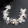 Bridal Wedding Girls Formal Dress Accessories Pearl Handmade Wrist Flower Bracelet Garland Set Headdress Hair