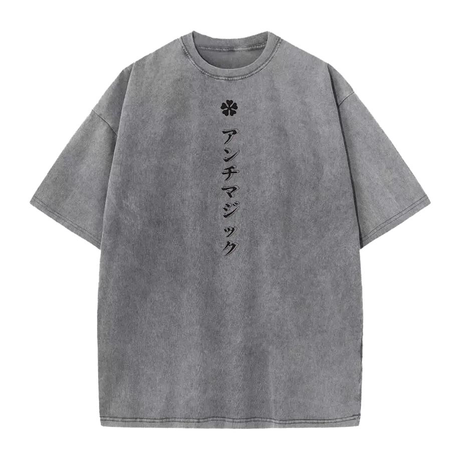 Black Clover Anime T Shirt Asta Printed Gothic Y2k Vintage Washed T-shirt Men's Unisex Clothing Short Sleeve Cotton Tees Tops