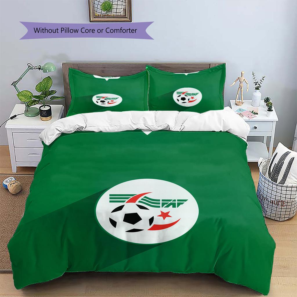 Algeria National Football Team Pattern Bedding Quilt Set Home Decoration Gift (1 * duvet cover + 2 * pillowcase without core)