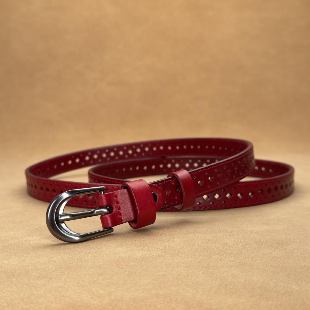 Женский полый кожаный ремень, женский повседневный универсальный ремень из коровьей кожи