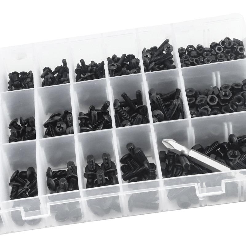 Набор винтов с круглой крестообразной головкой и черным крестом для часов и очков