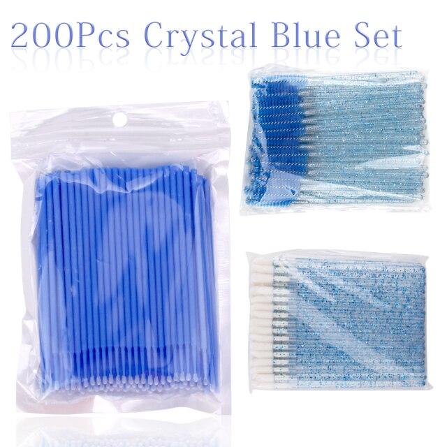 200 шт., кисти для ресниц, одноразовые тампоны, микрокисть для губ, кисть для бровей, тушь для ресниц, палочка, аппликатор, аксессуары для ресниц