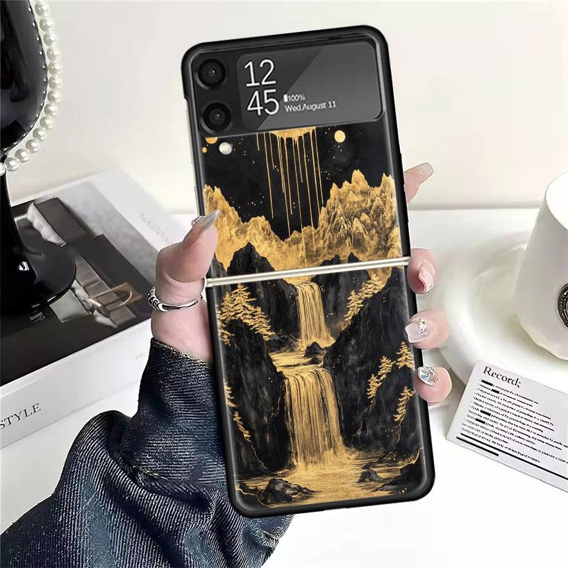 Чехлы в китайском стиле с рисунком тушью для Samsung Galaxy Z Flip 4 5 6 7 3 Z Flip7 Flip6 Flip4 Flip5 Flip3 5G Жесткий противоударный Fund