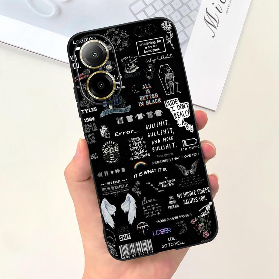 Case For Oppo Realme C67 4G RMX389 Phone Cases Black Cat Moon Night Soft Silicone Shockproof Back Cover For RealmeC67 4G Funda