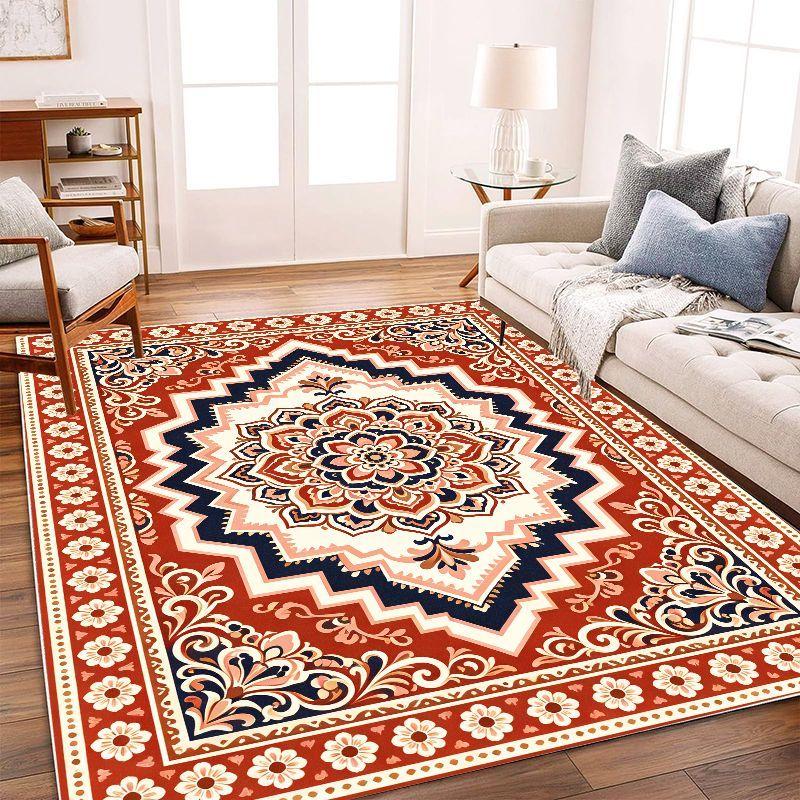 Light Luxury Retro Persian Carpet Soft Anti slip Washable Floor Mat Living Room Bedroom Study Home Decoration
