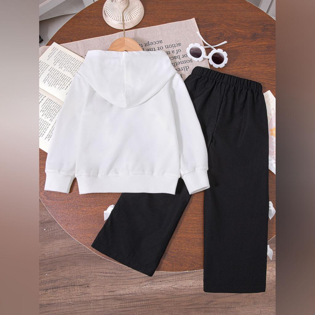 Kids Cartoon Casual Fashion Outfit Set Long Sleeve Top & Pants