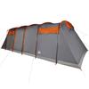 Tunnel Family Tent for 10 Persons Grey and Orange Waterproof