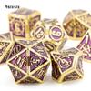 7 Pcs Golden Purple Double Swords Metal Dice Solid Polyhedral Dice Set Suitable for Role-Playing RPG  DND Pathfinder Board Game