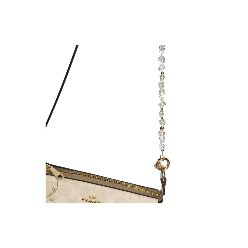 COACH shoulder bag [Customized bag] Nolita 19 classic old flower print palace crown tassel pearl pendant hand-painted fashion Grass and wood grain