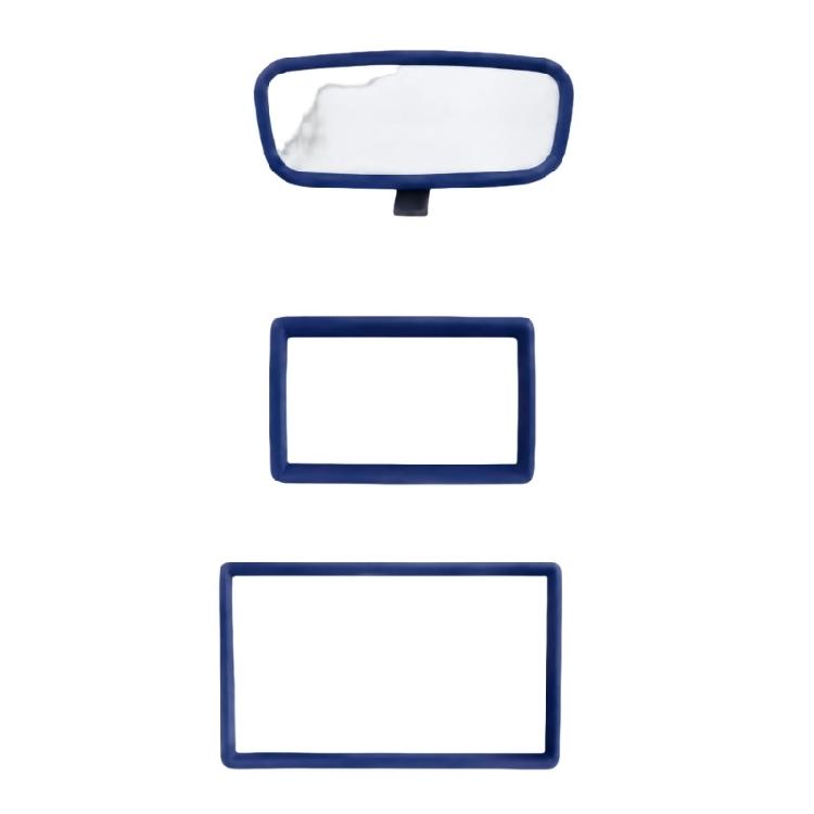 Textured 3-Piece Car Trim Cover Set with Open Centers Across Both Display Edges and the Interior Mirror Surround