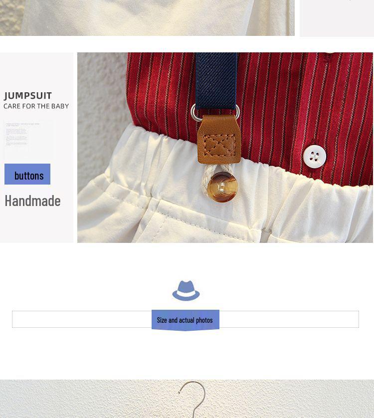 Комплект для малыша: рубашка с коротким рукавом и шорты с подтяжками - Летний джентльменский наряд для годовалого малыша на день рождения