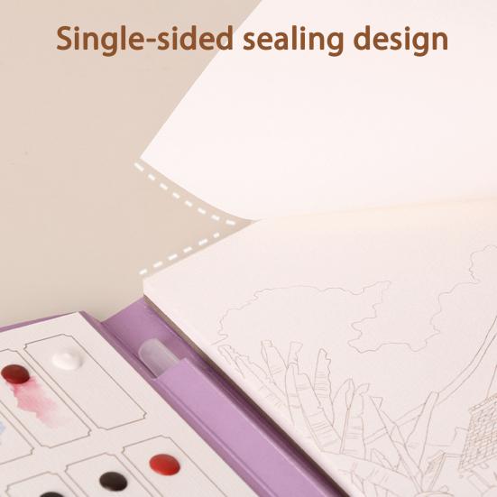 Портативный альбом для гуаши, трехстворчатый дизайн, набор акварельных листов с 12 ячейками для красок, эргономичная кисть, арт-набор для снятия стресса