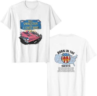 Футболка Bruce Springsteen – Тур Born in the USA – Винтажная 80-е, Нежно-голубая, Плотная