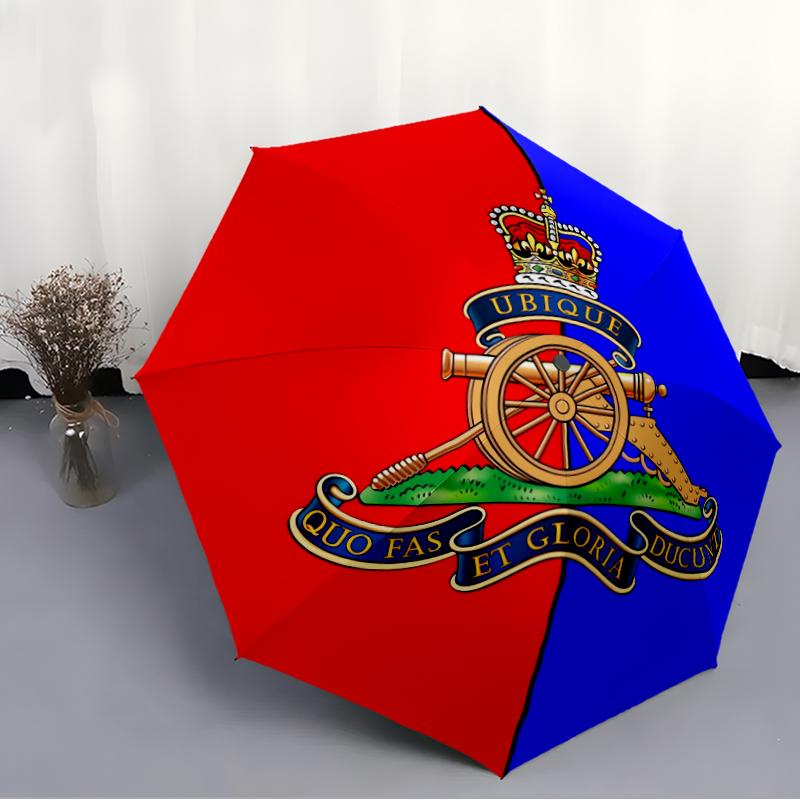 British Royal Artillery Fashionable Automatic Opening/Closing Folding Umbrella. Portable and Foldable, Ideal for Gift, Travel, and Daily Use.