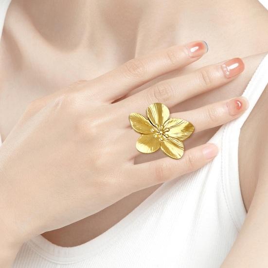 Кольцо с цветком, регулируемое, полированное, металлическое, сплошного цвета, гладкое, преувеличенного стиля, лепестковое, женское, для выпускного бала, подарок на день рождения, праздничный подарок, ювелирные изделия