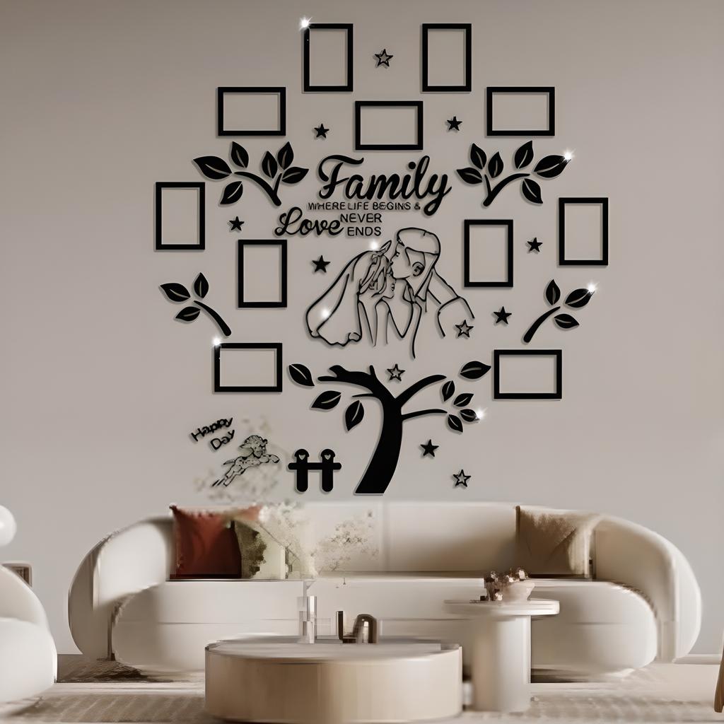 Wedding Couple Acrylic Family Photo Tree Wall Stickers for Living Room DIY Photo Frame Decal Art Tree Home Decorative 125x120cm