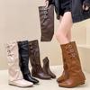 Корейская версия кожаных ботинок-чулок на скрытой платформе, съемные брючные ботинки, осенне-зимняя мода, два варианта носки, квадратный носок, женские M
