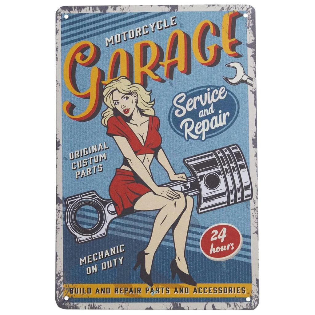 Металлические жестяные таблички Плакат Пин-ап Гараж Настенное украшение Винтажная железная живопись Художественные постеры для мужской пещеры Дома Кафе Гаража Клуба Бара