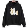 Rabbit and Cat They Followed One Another Oversized Hoodie WOMEN Kawaii/Cute Cartoon Long-sleeved Sweatshirt Aldult Autumn/Winter