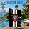 Sport Club Football Crest Printed Microfiber Beach Towel, Soft And Absorbent, Quick-Dry, Ideal for Summer Travel, Beach Essential, Swimming Pool