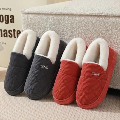 Вельветовые тапочки для женщин Домашняя теплая обувь Мужские Мягкие плюшевые Нескользящие, для пар, Домашние Теплые Нескользящие Шлепанцы, Обувь