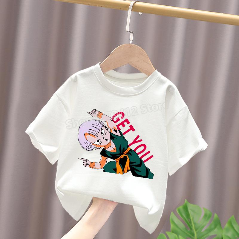Dragon Ball Футболка для мальчиков белая хлопковая Футболки с коротким рукавом для малышей Сон Гоку Мультяшная летняя одежда Каваи Топы Подарки на день рождения